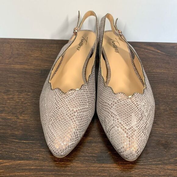 Trotters Joselyn Snakeskin Metallic Print Slingback Flat Shoe Size 8.5M NEW - Picture 3 of 7